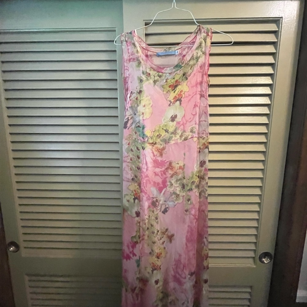 Johnny Was Pink Floral Midi Dress